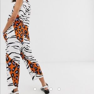 ASOS, front button mixed animal print jumper